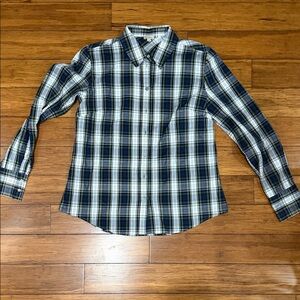 Daniel Cremieux Women's Navy Plaid Button Down Shirt